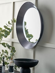 Pacific Graphite Metal Angled Frame Round Mirror - Image 2 of 5