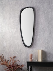 Pacific Black Wood Veneer Teardrop Shaped Wall Mirror - Image 1 of 5