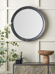 Pacific Black Elwood Fir Wood Effect Round Wall Mirror - Image 1 of 6