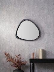 Pacific Black Wood Veneer Curved Wall Mirror - Image 1 of 5