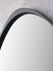 Pacific Black Wood Veneer Curved Wall Mirror - Image 2 of 5