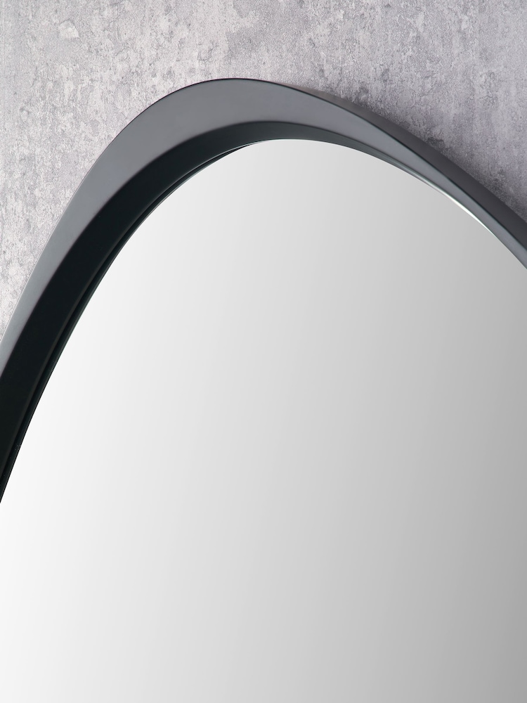 Pacific Black Wood Veneer Curved Wall Mirror - Image 2 of 5