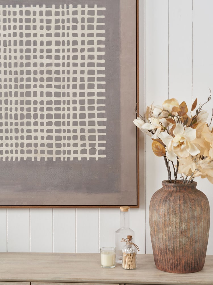 Pacific Brown Grid Design Canvas Wall Art - Image 2 of 6