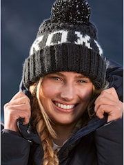 Roxy Black Tonic Logo Knitted Pom Beanie Hat - Image 1 of 8