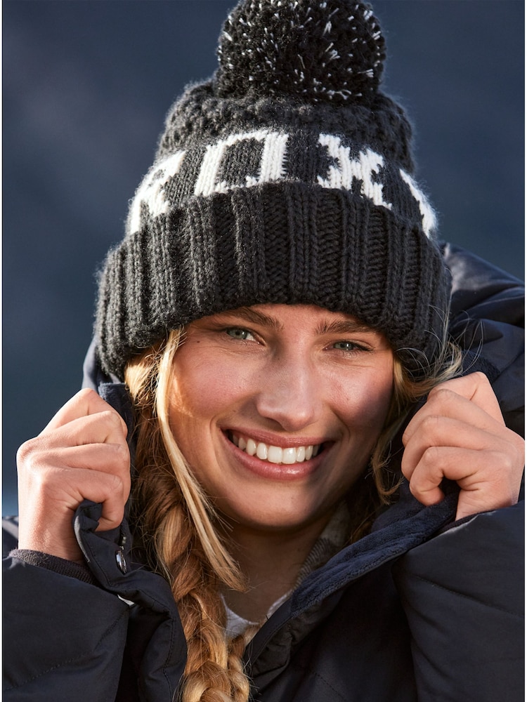 Roxy Black Tonic Logo Knitted Pom Beanie Hat - Image 1 of 8