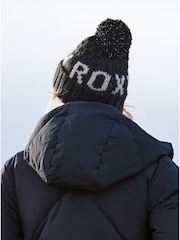 Roxy Black Tonic Logo Knitted Pom Beanie Hat - Image 2 of 8