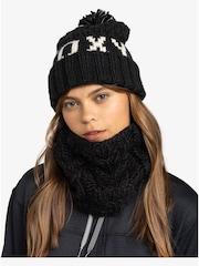 Roxy Black Tonic Logo Knitted Pom Beanie Hat - Image 5 of 8