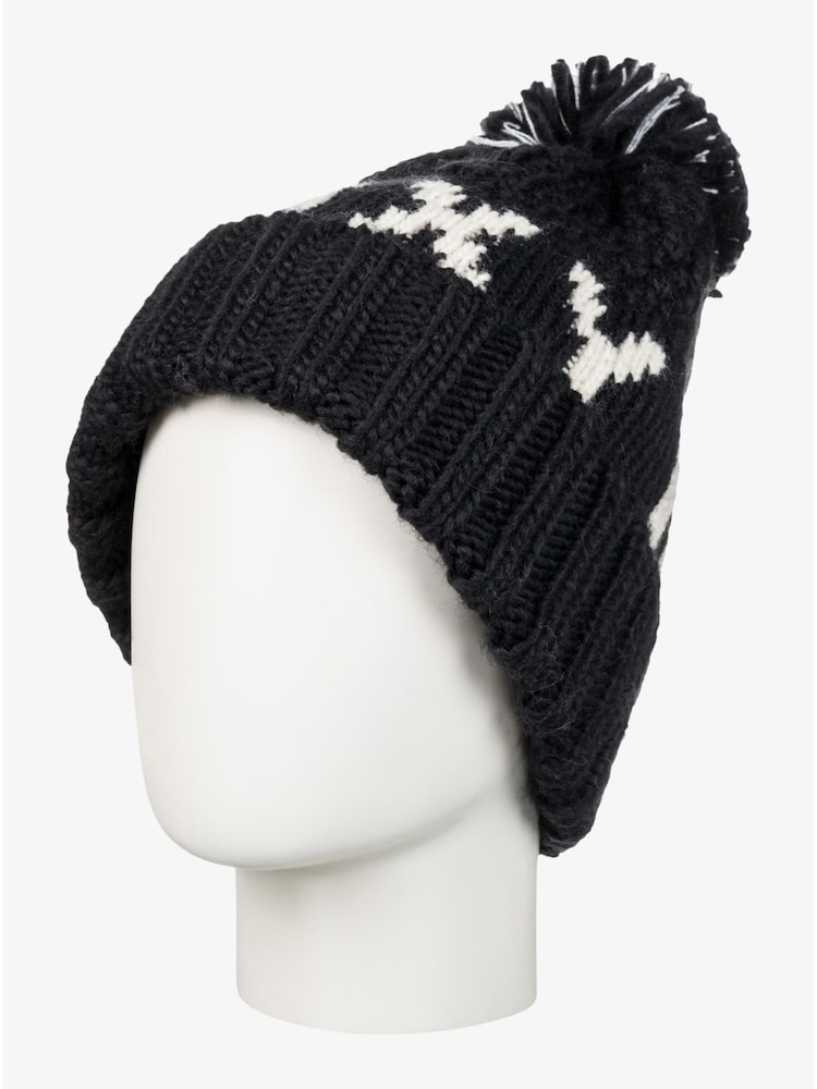 Roxy Black Tonic Logo Knitted Pom Beanie Hat - Image 6 of 8