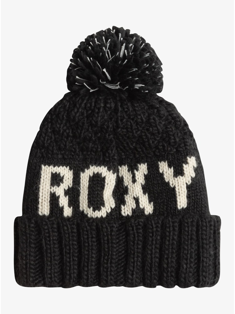 Roxy Black Tonic Logo Knitted Pom Beanie Hat - Image 7 of 8