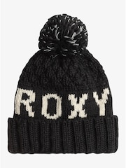 Roxy Black Tonic Logo Knitted Pom Beanie Hat - Image 8 of 8