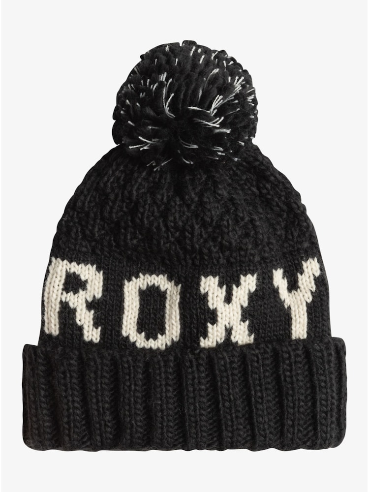 Roxy Black Tonic Logo Knitted Pom Beanie Hat - Image 8 of 8