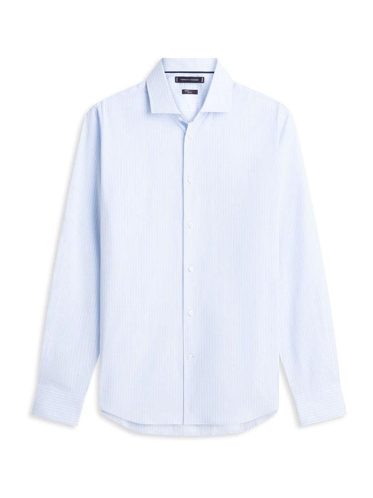 Tommy Hilfiger Blue Dressed Casual TH Flex Slim Fit Stripe Shirt - Image 5 of 5