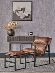 Pacific Brown Nico Vintage Leather Chair and Footstool - Image 1 of 6