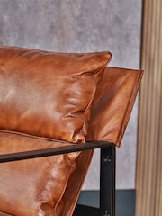 Pacific Brown Nico Vintage Leather Chair and Footstool - Image 2 of 6