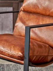 Pacific Brown Nico Vintage Leather Chair and Footstool - Image 4 of 6