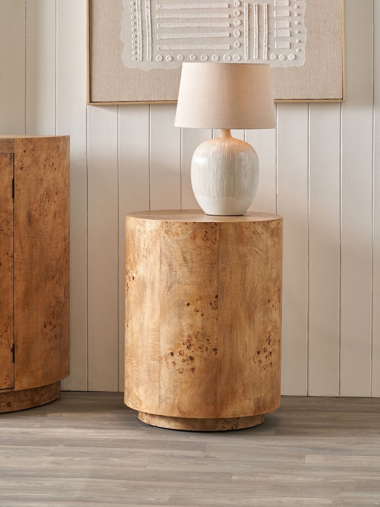 Pacific Natural Newborough Burr Wood Effect Side Table - Image 1 of 6