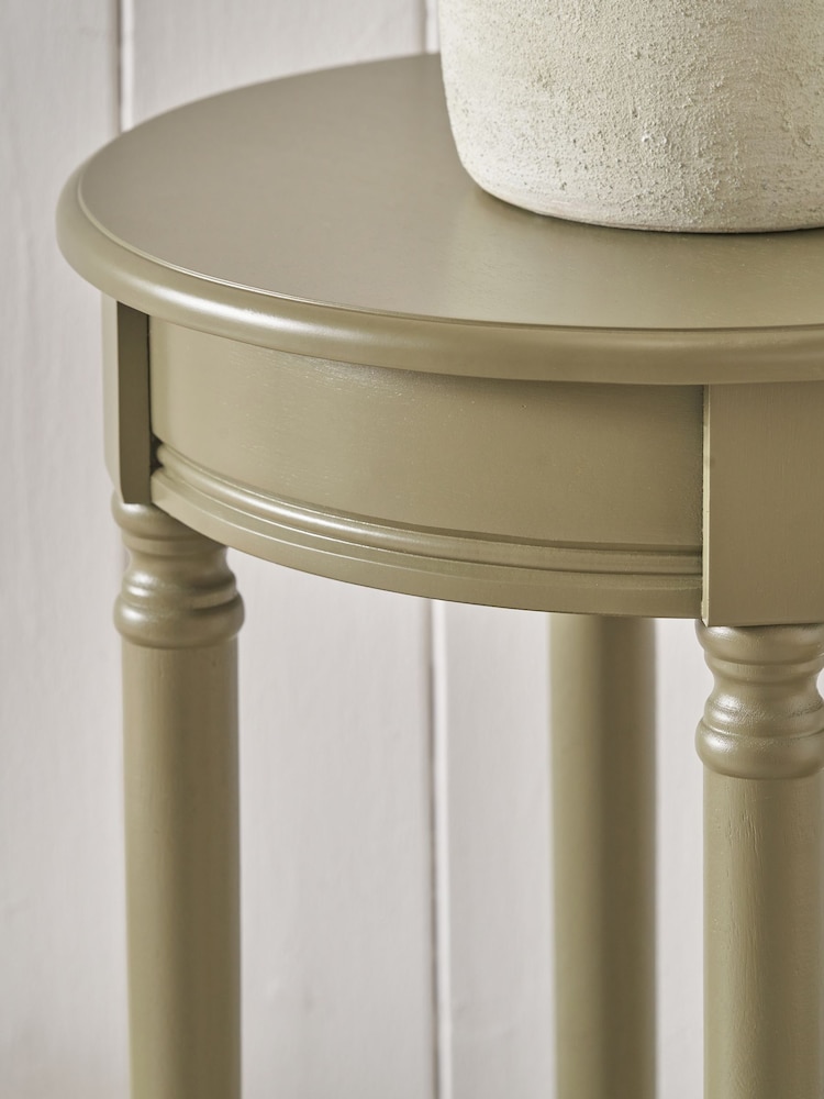 Pacific Olive Heritage Pine Wood Round Accent Table - Image 2 of 6