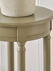 Pacific Olive Heritage Pine Wood Round Accent Table - Image 5 of 6