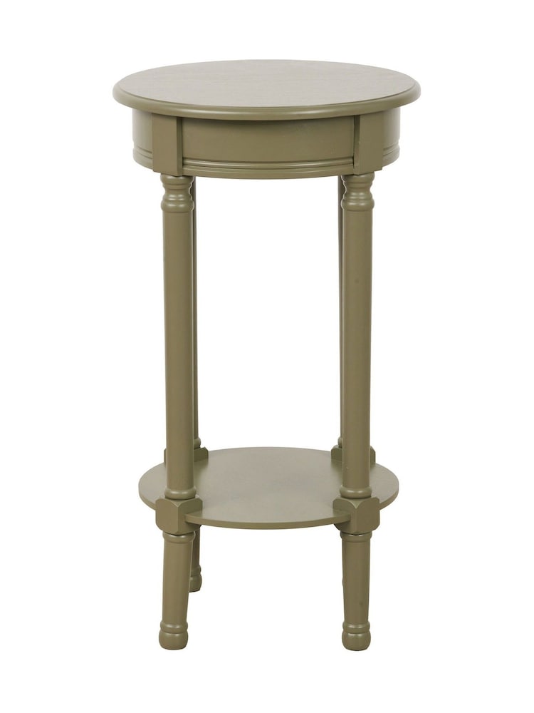 Pacific Olive Heritage Pine Wood Round Accent Table - Image 6 of 6