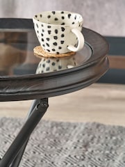 Pacific Black Elwood Glass and Fir Wood Effect Side Table - Image 5 of 7