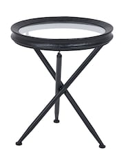 Pacific Black Elwood Glass and Fir Wood Effect Side Table - Image 7 of 7