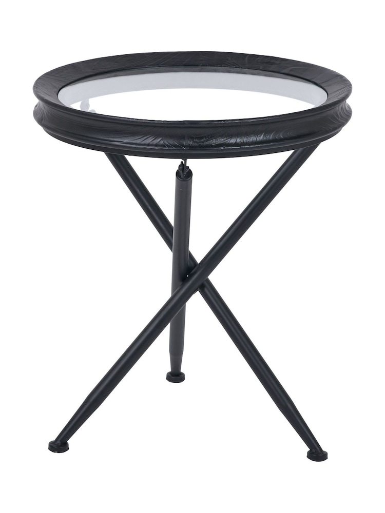 Pacific Black Elwood Glass and Fir Wood Effect Side Table - Image 7 of 7