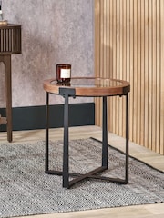 Pacific Walnut Vermont Glass and Wood Veneer Side Table - Image 1 of 6