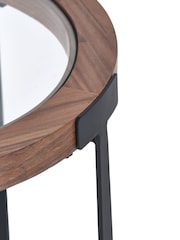 Pacific Walnut Vermont Glass and Wood Veneer Side Table - Image 4 of 6