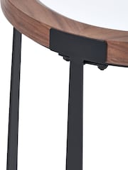 Pacific Walnut Vermont Glass and Wood Veneer Side Table - Image 5 of 6