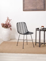 Pacific Black Rattan Core and Black Metal Dining Chair - Image 1 of 6