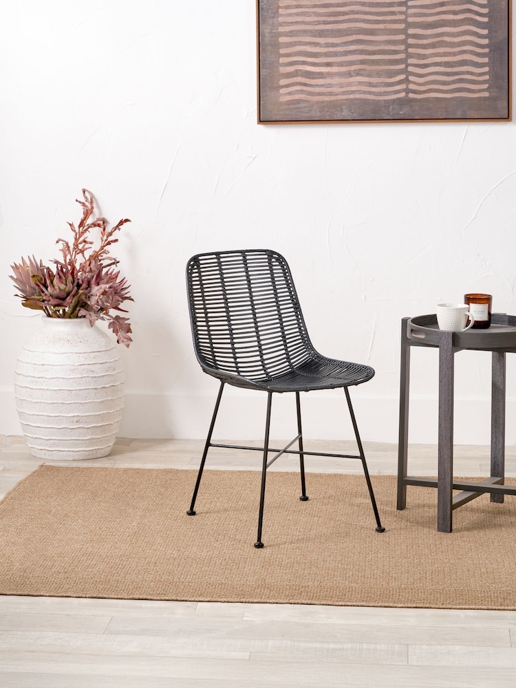 Pacific Black Rattan Core and Black Metal Dining Chair - Image 1 of 6