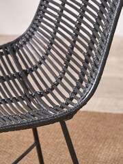 Pacific Black Rattan Core and Black Metal Dining Chair - Image 2 of 6