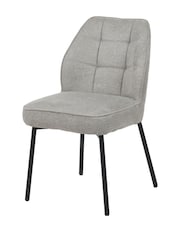 Pacific Light Grey Enya Chenille and Metal Quilted Back Dining Chair - Image 1 of 5