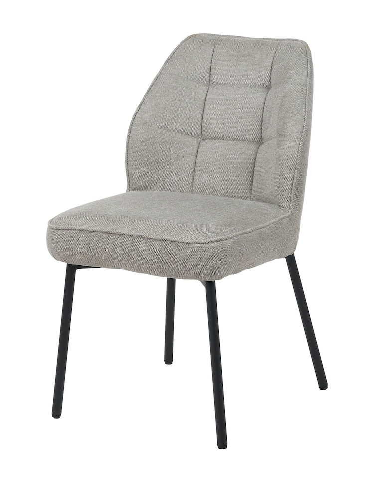 Pacific Light Grey Enya Chenille and Metal Quilted Back Dining Chair - Image 1 of 5