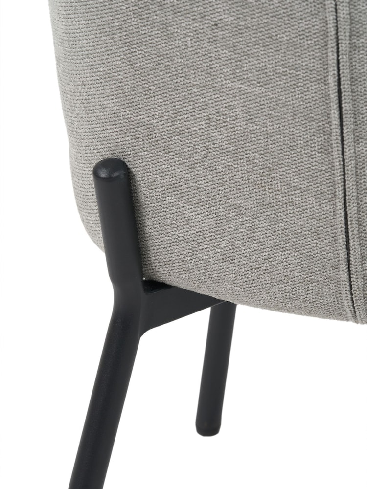 Pacific Light Grey Enya Chenille and Metal Quilted Back Dining Chair - Image 2 of 5