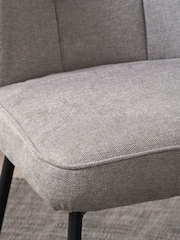 Pacific Light Grey Enya Chenille and Metal Quilted Back Dining Chair - Image 3 of 5