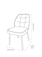 Pacific Light Grey Enya Chenille and Metal Quilted Back Dining Chair - Image 4 of 5