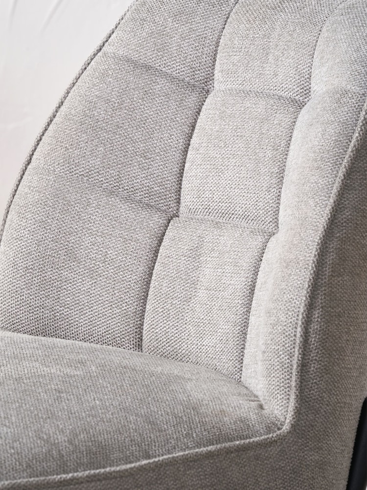 Pacific Light Grey Enya Chenille and Metal Quilted Back Dining Chair - Image 5 of 5
