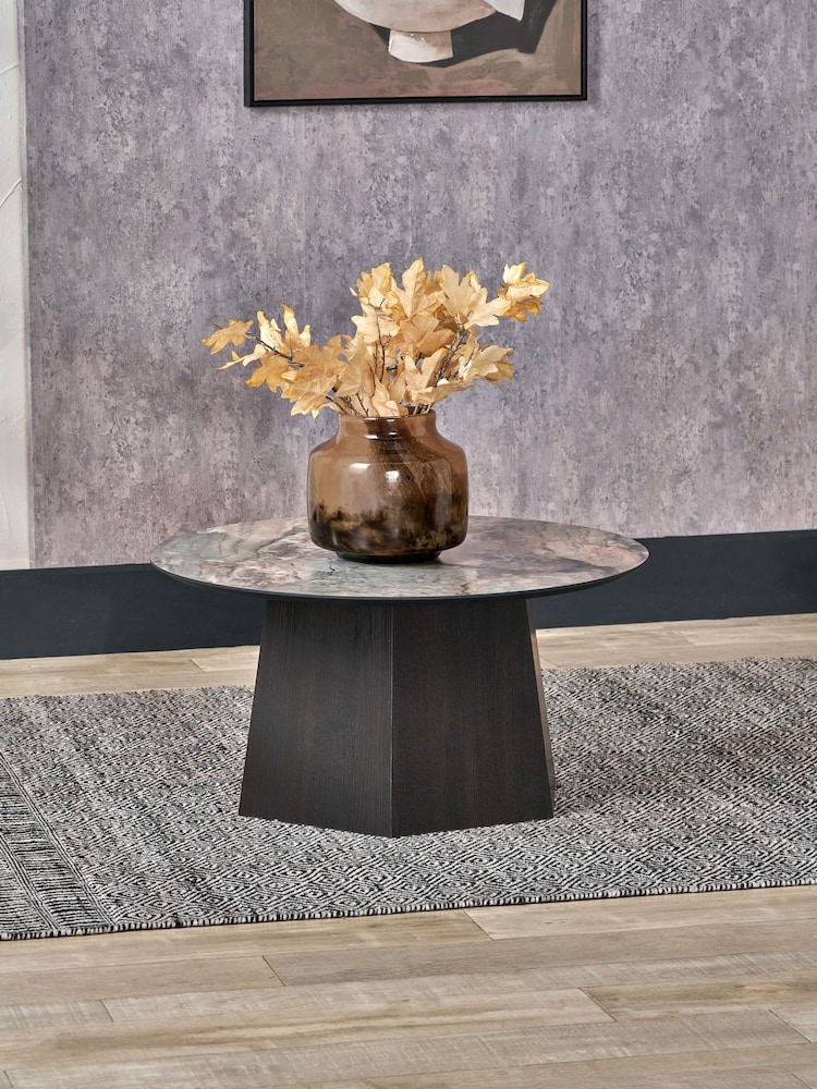 Pacific Jade Marble and Oak Veneer Coffee Table - Image 1 of 6