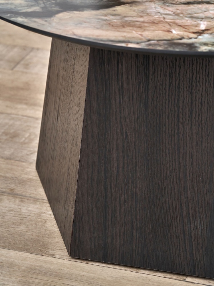 Pacific Jade Marble and Oak Veneer Coffee Table - Image 2 of 6