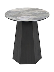 Pacific Jade Marble Effect and Dark Brown Oak Veneer Side Table - Image 5 of 5
