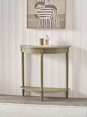 Pacific Olive Heritage Pine Wood Half Moon Console Table - Image 1 of 6