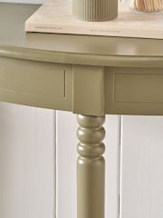 Pacific Olive Heritage Pine Wood Half Moon Console Table - Image 4 of 6