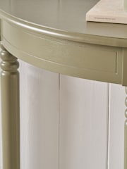 Pacific Olive Heritage Pine Wood Half Moon Console Table - Image 5 of 6