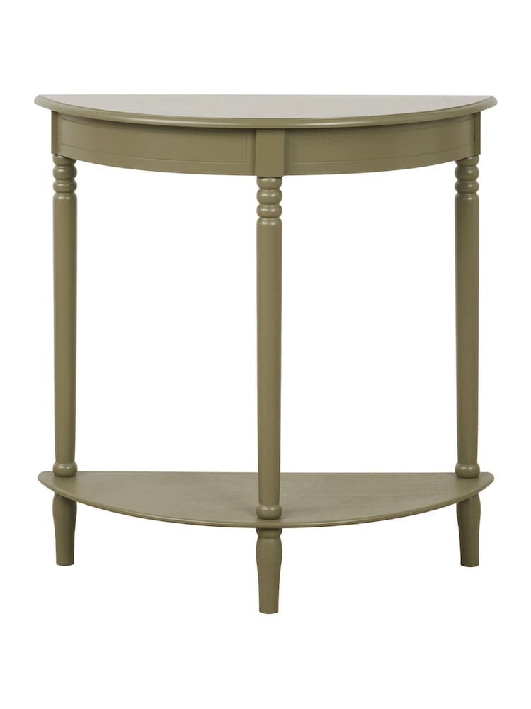 Pacific Olive Heritage Pine Wood Half Moon Console Table - Image 6 of 6 Pacific Olive Heritage Pine Wood Half Moon Console Table - Image 6 of 6