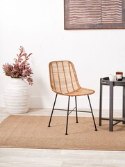 Pacific Natural Rattan Core and Black Metal Dining Chair - Image 1 of 6