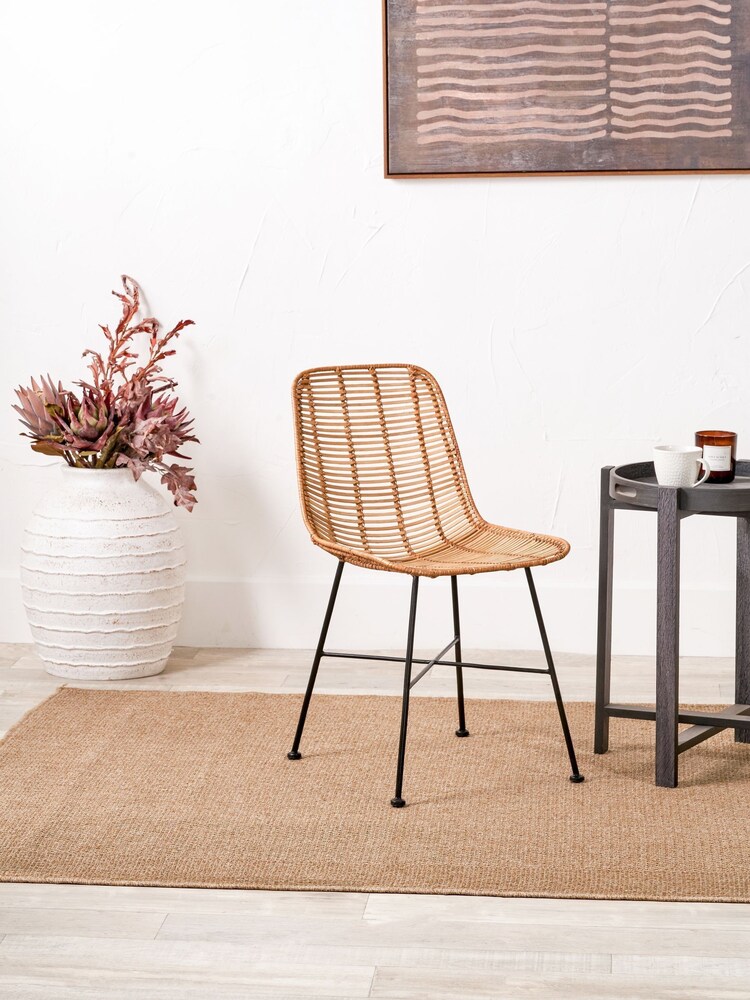 Pacific Natural Rattan Core and Black Metal Dining Chair - Image 1 of 6