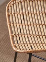 Pacific Natural Rattan Core and Black Metal Dining Chair - Image 2 of 6