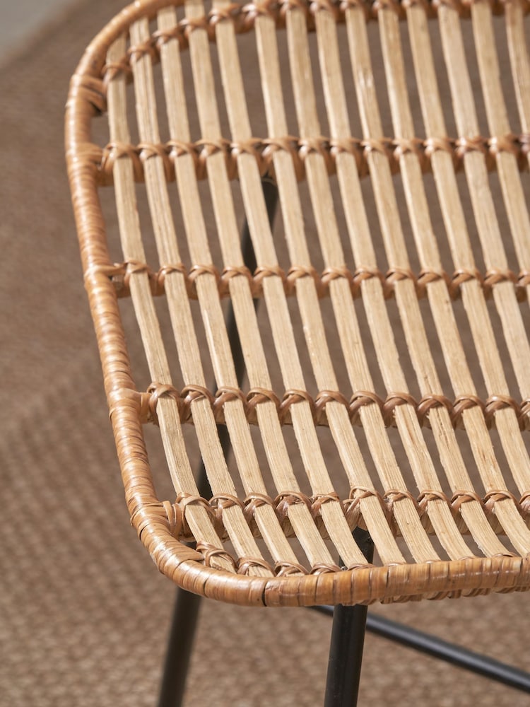 Pacific Natural Rattan Core and Black Metal Dining Chair - Image 2 of 6