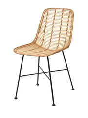 Pacific Natural Rattan Core and Black Metal Dining Chair - Image 4 of 6
